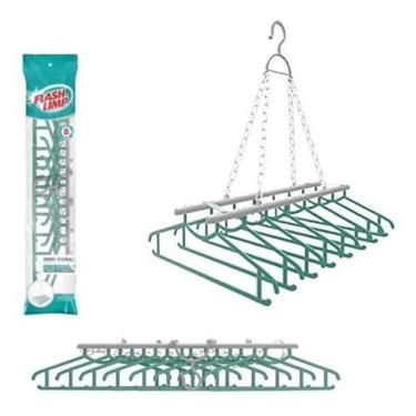 Imagem de Mini Varal Com Cabide Para 8 Camisas Ou Camisetas LAV3819 Flash Limp