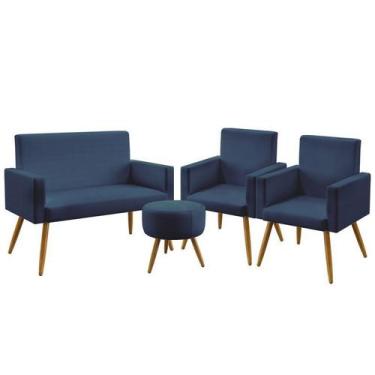 Imagem de Kit Poltrona Namoradeira e 2 Poltronas Decorativas Estofada Sala De Es