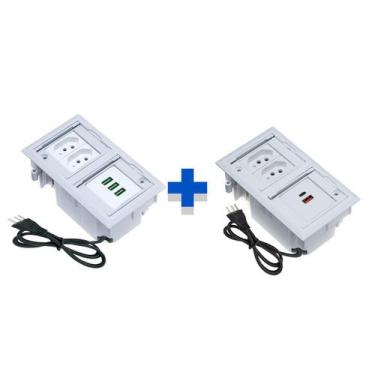 Imagem de Kit Caixas De Tomadas 4 Blocos 2 Tomadas 20A 2USB e 3USB - CONNECT CAI