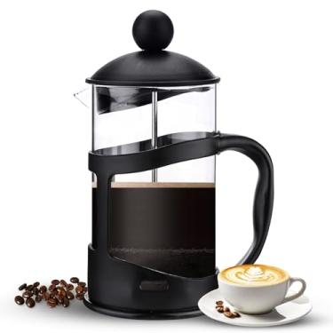 Imagem de Generic Cafeteira OZZMM 1000 ml Cafeteira francesa com 8 xícaras, prensa de café e máquina de chá com filtros triplos, caixa de vidro borossilicato resistente ao calor com êmbolo de aço, preta,