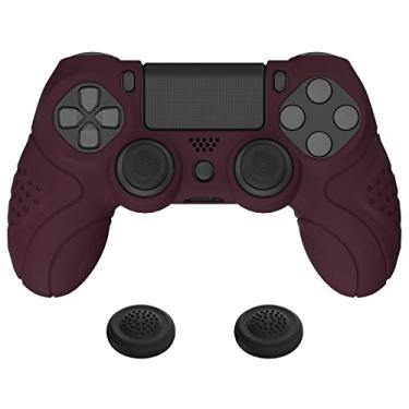 Imagem de PlayVital Guardian Edition Capa de silicone ergonômica, macia, antiderrapante, para controle ps4, película protetora de borracha com tampas de joystick para controle ps4 Slim/Pro