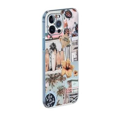 Imagem de HAIKer Capa de praia vintage compatível com iPhone 11 Feliz Colagem Vida Exterior Mar Verão Lateral Listrada Capa Macia À Prova de Choque