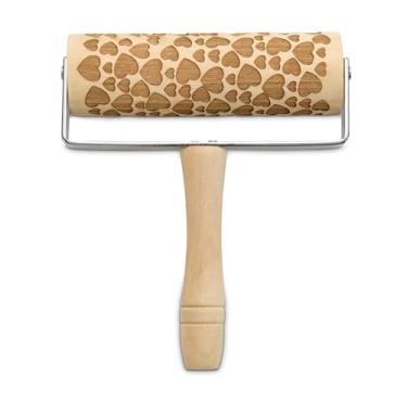 Imagem de Mrs. Anderson's Baking Mini rolo de massa, design de corações, madeira de álamo e ferro cromado