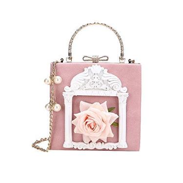 Imagem de Nite closet Bolsa de mão vitoriana gótica Lolita bolsa de ombro feminina vintage clutch, rosa, Small