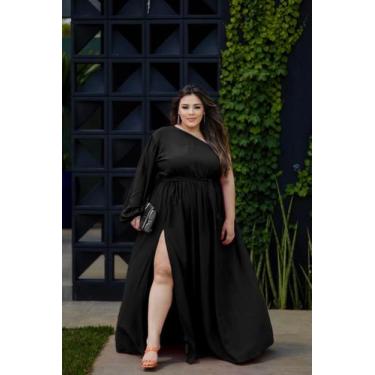 Imagem de Vestido plus size feminino madrinha casamento convidada manga única gg