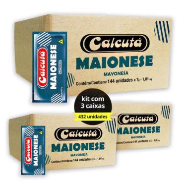 Imagem de 3 Caixa de Sachês Maionese Calcutá 7g 144un Lanches Petiscos Pastéis B
