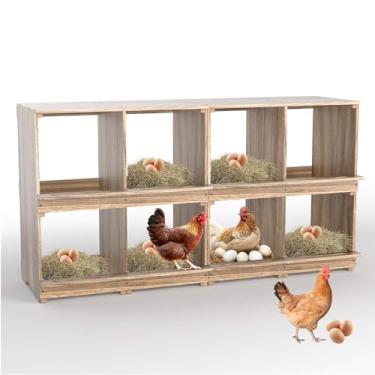 Imagem de Caixas de assentamento para galinheiro, galinhas de madeira, caixa de assentamento de ovos de galinha, 8 compartimentos montados na parede