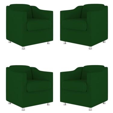 Imagem de Kit 04 Poltronas Decorativas Sala De Espera Clinica Suede Cor:Verde