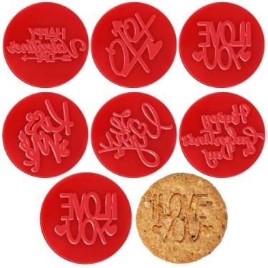 Imagem de Zubebe Conjunto de 6 peças de carimbos de biscoito de dia dos namorados fondant gravador, design 3D, cortador de biscoito Love You, para assar, cozinhar, bolo, decoração de festa de casamento (estilo