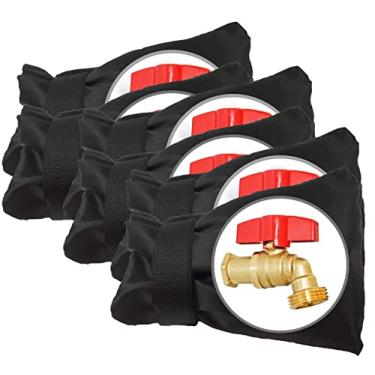 Imagem de POROLIR Coberturas para torneiras externas para proteção contra congelamento no inverno, 21,5 cm A x 15,5 cm L atualizadas, espessas, reutilizáveis, para torneira de jardim, para inverno, impermeáveis, coberturas de torneira isoladas, pretas (pacote com 6)