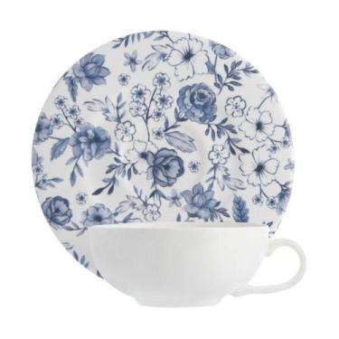 Imagem de Xicara de cha blue garden 90 ml 21 5 cm tro home style, BRANCO