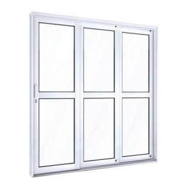 Imagem de Porta de Correr de Aço 213 x 200 x 14cm 3 Folhas Direita Lucasa Facili