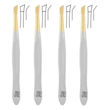 Imagem de Kit 4 Pinças Depilação Canelada Oblíqua 2311.303 Soligen - Edel Soling