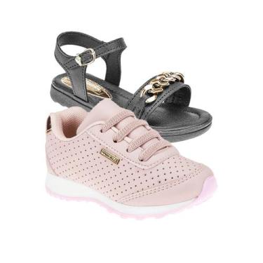 Imagem de Papete Infantil e Tênis Menina - KIT 2 PARES Tam 23 ao 34 - sapatinhos