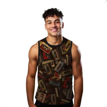 Imagem de Camiseta Algodão Regata Verão Estilo Moda Praia Discos Música Disquete