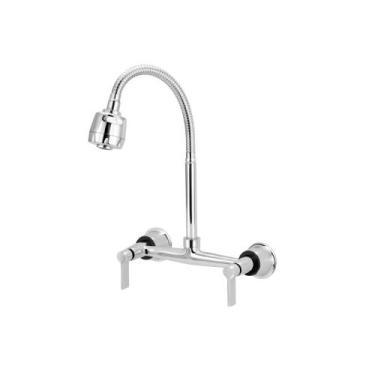 Imagem de Torneira Misturador Cozinha Parede Gourmet Flexível Luxo 1/4 - Modelar