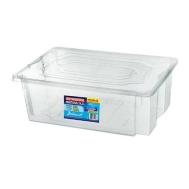 Imagem de Caixa Organizadora 24,5 Litros com Tampa Casa Freezer Cozinha Brinqued