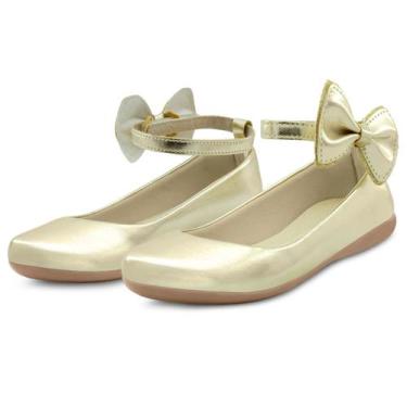 Imagem de Sapatilha Infantil Menina Festa Laço Feminina Boneca Mz Shoes Dourada,