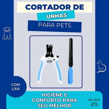 Imagem de Alicate Tesoura Corte Unha Pet e Lixa Acabamento Cachorro Gato Cortador Lamina Aço Inox Afiado Ergonomico Trava L