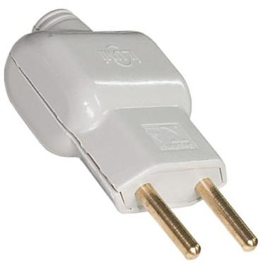 Imagem de Pino Adaptador Macho Tomada Ilumi 10A Amperes 2 Pinos 2P - Cinza