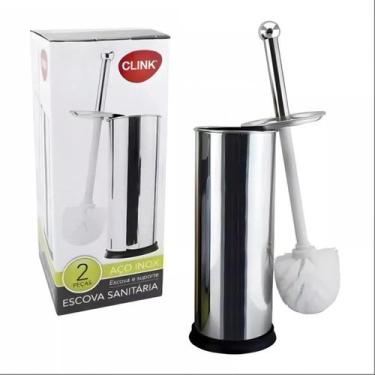 Imagem de Lixeira de Aço Inox 3 Litros com Escova Sanitária e Suporte  Thika