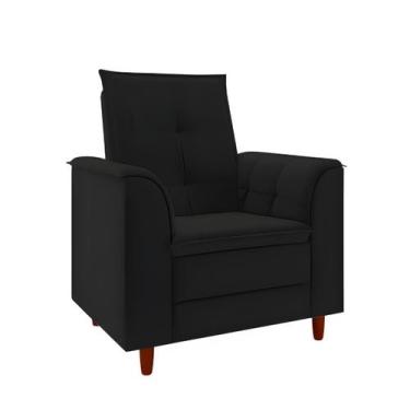 Imagem de Poltrona Decorativa Estofada Confortável Sala Atenas Suede - Black Hou