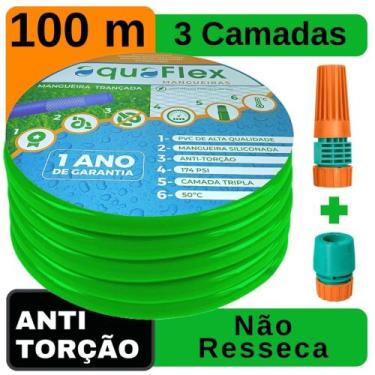Imagem de Mangueira de Quintal AquaFlex 100 Mts Trançada Antitorção