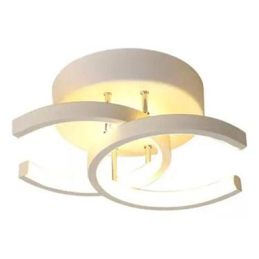 Imagem de Luminária Led Teto Lustre 3 Em 1 Moderno Sobrepor Plafon Branco - GENÉ
