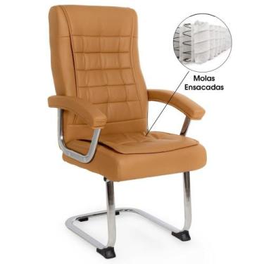Imagem de Cadeira de Escritório Estofada Presidente Premium Base Fixa - Caramelo