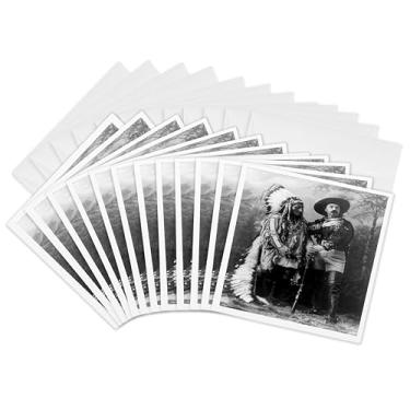 Imagem de 3dRose Touro sentado e Buffalo Bill 1895 preto e branco - cartões comemorativos, 15 x 15 cm, conjunto de 12 (gc_16254_2)