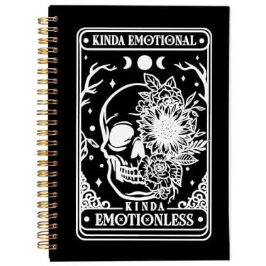 Imagem de Ecezatik Caderno de caveira floral, diário gótico gótico, diário de bruxa, material de escritório gótico, caderno espiral 14 x 21 cm, tipo emoção sem emoção