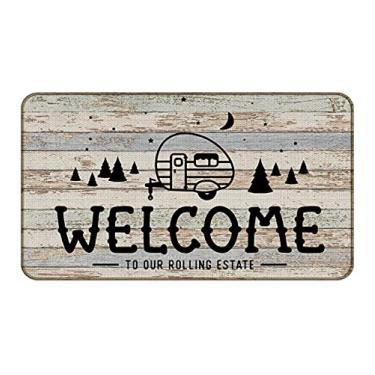 Imagem de Welcome to Our Rolling Estate Decorative Indoor Outdoor Doormat, Camping Front Door Mat 17 x 30 Inch for RV Room Entrance, Gift Camper, Entrance Rug for Trailer RV Kitchen Floor Bath Tub Bedroom