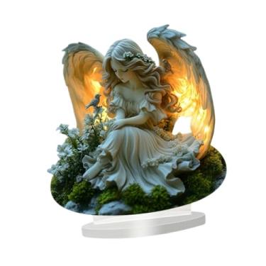 Imagem de Generic Sinal Acrílico de Anjo com Placa Decorativa de Base para Prateleira Sala de Estar Café