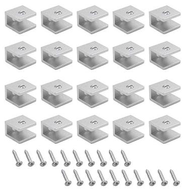 Imagem de Eilumduo 20 conjuntos de suportes de prateleira de vidro – Liga de alumínio ajustável retangular grampo de vidro grampo suporte de prateleira montado na parede suporte para vidro de 5 – 8 mm de espessura