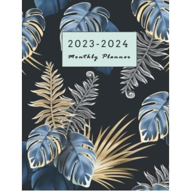 Imagem de 2023-2024 Monthly Planner - Two Year Monthly Business Agenda: 2 Year Monthly Planner Calendar Schedule Organizer with Federal Holidays (January 2023 ... 2024)- Floral dark leaves of tropic plants