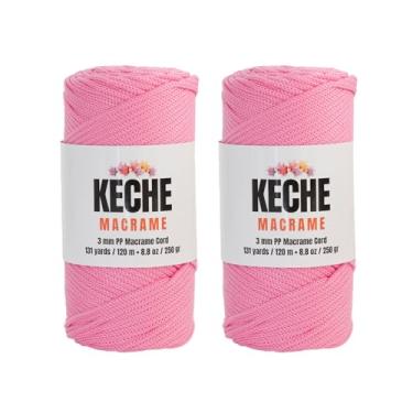 Imagem de Cordão de macramê | Suprimentos de macramê fio de corda de macramê de poliéster de 3 mm para corredor de mesa, decoração de parede, pendurar plantas, 130 metros, pacote com 2 - rosa