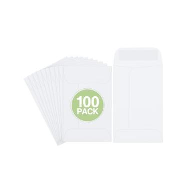 Imagem de Envelopes de moedas nº 1 Eupako 100 peças 5,7 x 8,88 cm branco pequenas peças envelope com aba gomada envelopes de semente kraft para jardim, casa e escritório