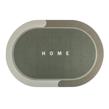 Imagem de Tapete Redondo Home Verde Seca Rápido Emborrachado Casa Apto