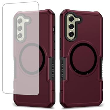 Imagem de Gufuwo Capa para Galaxy S21 FE 5G, capa para Samsung S21 FE SM-G990U com protetor de tela de vidro temperado, [compatível com MagSafe] capa protetora à prova de choque para Samsung Galaxy S21 FE Wine