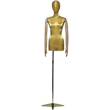 Imagem de Multiuso Manequim de Superfície de Cetim de Seda Espuma Sólida Meio Corpo de Manequim Feminino Altura Ajustável Corpo de Manequim Com Forma de Vestido de Suporte Janela