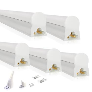 Imagem de Kit 5 Led Tubular T5 30cm 6w C/Calha Acoplada Completa Luz Forte (Branco Quente)