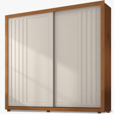 Imagem de Guarda Roupa Roupeiro Zanzini Versalles com  241 cm de Largura 2 portas de correr 6 gavetas com pés Cinamomo Areia