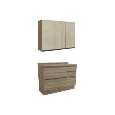 Imagem de Cozinha Completa Maxxi 3 Peças (1Aéreo+1Balcão+1Complemento) C3P16 Nogal - Kappesberg