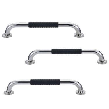 Imagem de Barra de Apoio 40cm Inox Suporte Antiderrapante Kit 3 unidades Idoso D