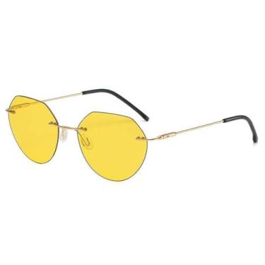 Imagem de Óculos de sol sem aro para dirigir à noite, masculino e feminino, óculos de sol da moda, feminino, masculino, óculos de sol fotocrômicos para dirigir, UV400, dourado e amarelo, tamanho único