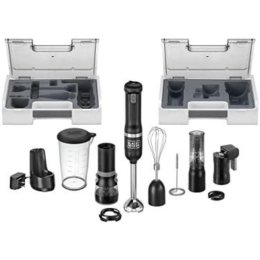 Imagem de BLACK+DECKER Varinha de cozinha liquidificador de imersão sem fio, conjunto multiferramentas 6 em 1, liquidificador manual com base de carregamento, preto (BCKM1016KS10)