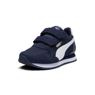 Imagem de PUMA Tênis infantil unissex St Runner Hook and Loop, Malha azul-marinho Ss25, 22