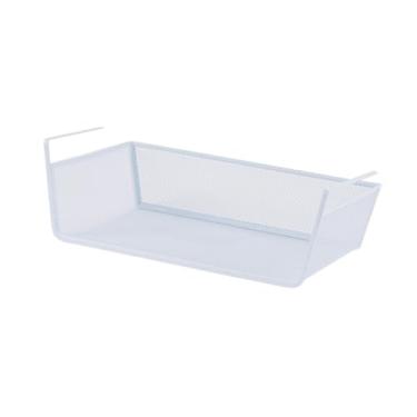 Imagem de WeiLaiKeQi Sob cesta de prateleira do gabinete pendurado portátil multifuncional portátil cesto de cesta de cesta rack para banheiro de despensa de guarda -roupa, Branco