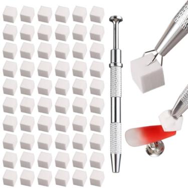 Imagem de Fcozpjk 100Pcs Soft Nail Sponges for Ombre, Nail Art Sponges With Grabbing Pen, Aura Nails, Ombre Nail Brush, Manicure Nail Art Tools, Professional Accessories Supplies