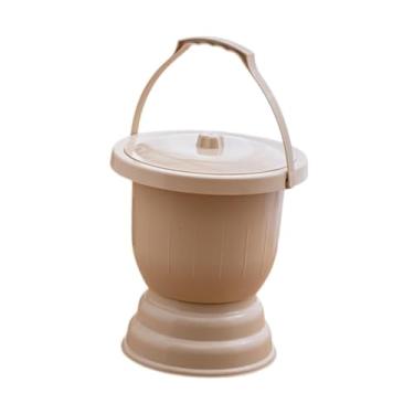 Imagem de predolo Pot de câmara portátil Spittoon Night Urining Container Night Urining With Handle Spittoon com tampa para carro em casa mulheres adultos adultos, Cáqui